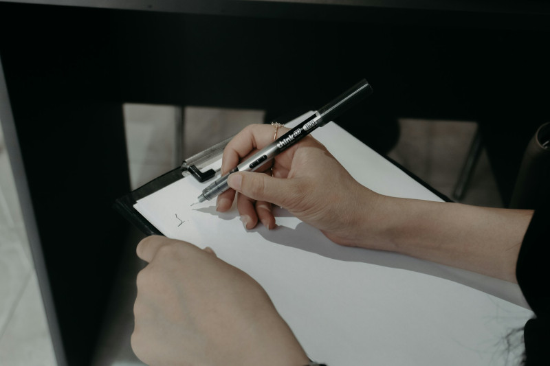 personne commençant à écrire une lettre de résiliation pour L'Olivier Assurance