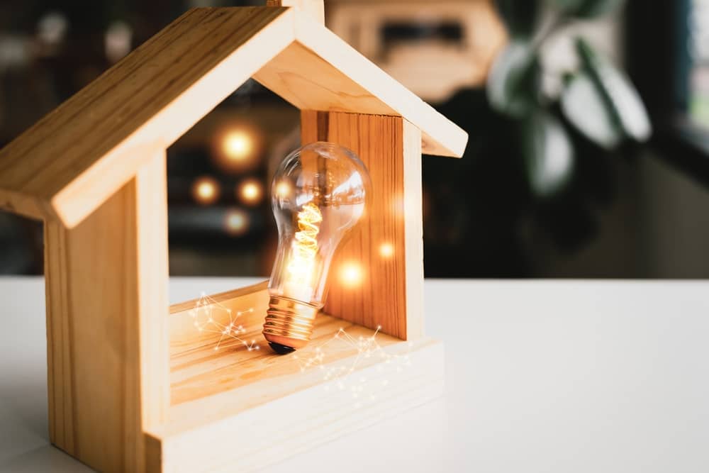 ampoule dans une petite maison en bois